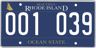 RI license plate 001039