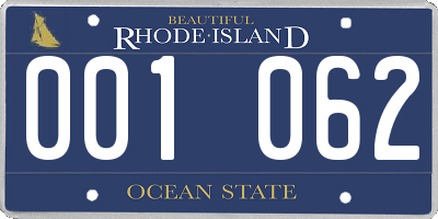 RI license plate 001062