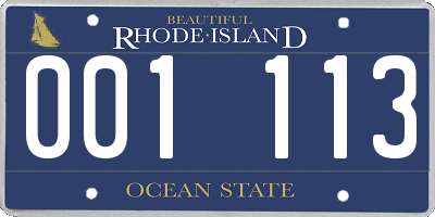 RI license plate 001113