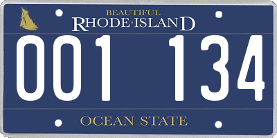 RI license plate 001134