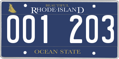 RI license plate 001203