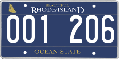 RI license plate 001206