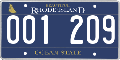 RI license plate 001209