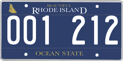 RI license plate 001212