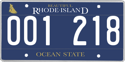 RI license plate 001218