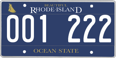 RI license plate 001222