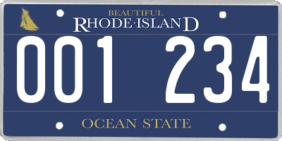 RI license plate 001234