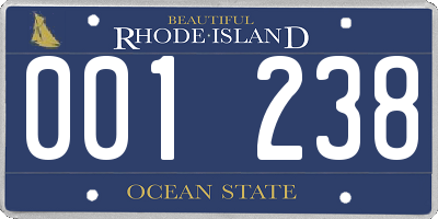 RI license plate 001238