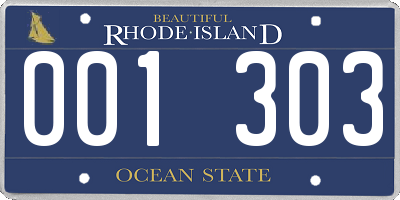 RI license plate 001303