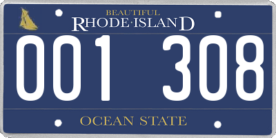 RI license plate 001308