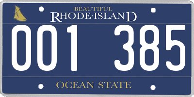 RI license plate 001385