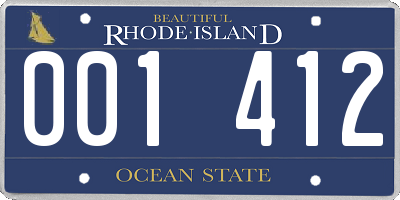 RI license plate 001412