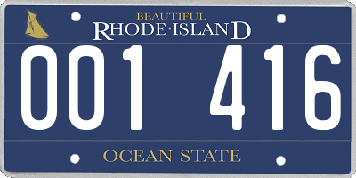 RI license plate 001416