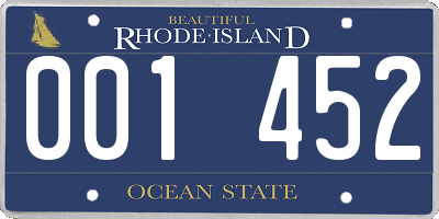 RI license plate 001452