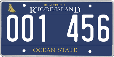 RI license plate 001456