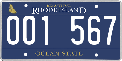 RI license plate 001567