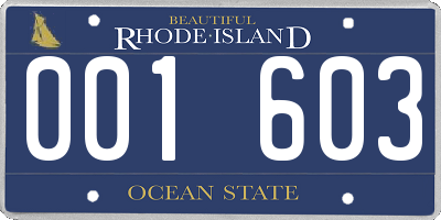 RI license plate 001603