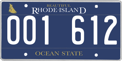 RI license plate 001612