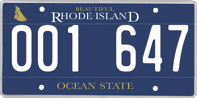 RI license plate 001647