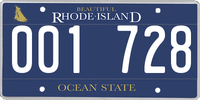 RI license plate 001728