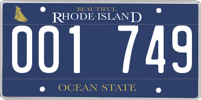RI license plate 001749
