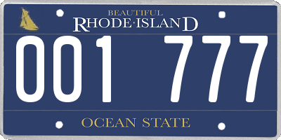 RI license plate 001777