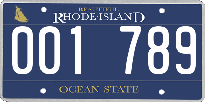 RI license plate 001789