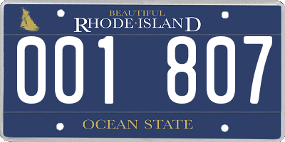 RI license plate 001807