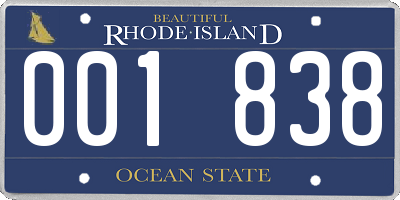 RI license plate 001838