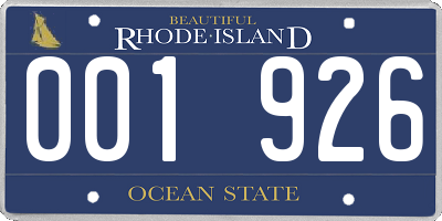 RI license plate 001926