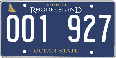 RI license plate 001927