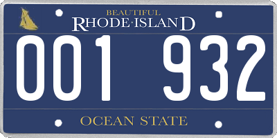 RI license plate 001932