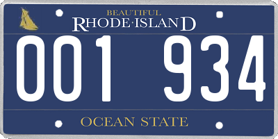 RI license plate 001934