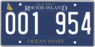 RI license plate 001954