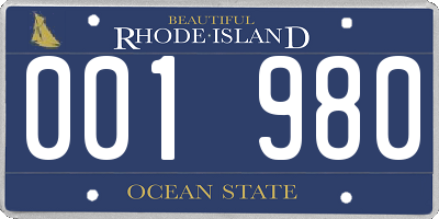 RI license plate 001980