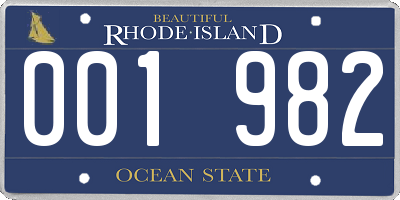 RI license plate 001982