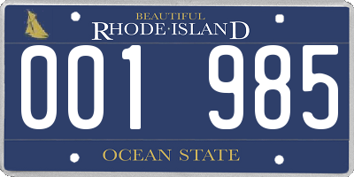 RI license plate 001985