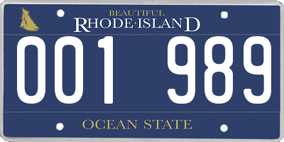 RI license plate 001989