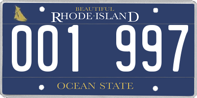 RI license plate 001997
