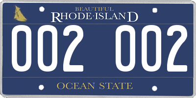 RI license plate 002002