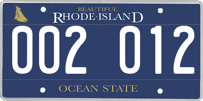 RI license plate 002012