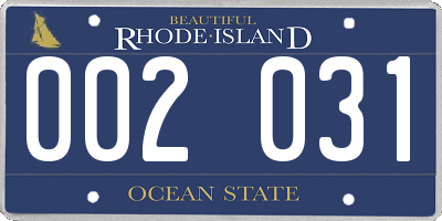 RI license plate 002031