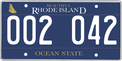 RI license plate 002042