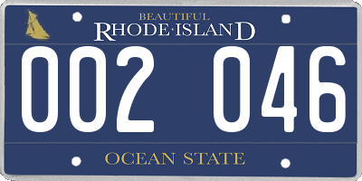 RI license plate 002046