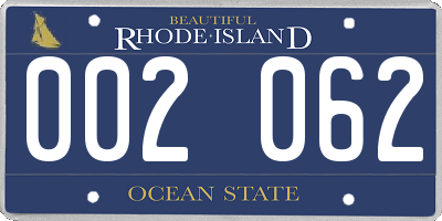 RI license plate 002062