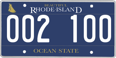 RI license plate 002100