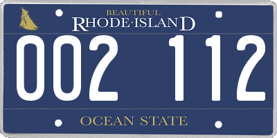 RI license plate 002112