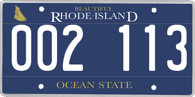 RI license plate 002113