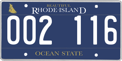 RI license plate 002116