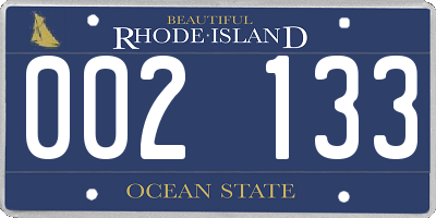 RI license plate 002133